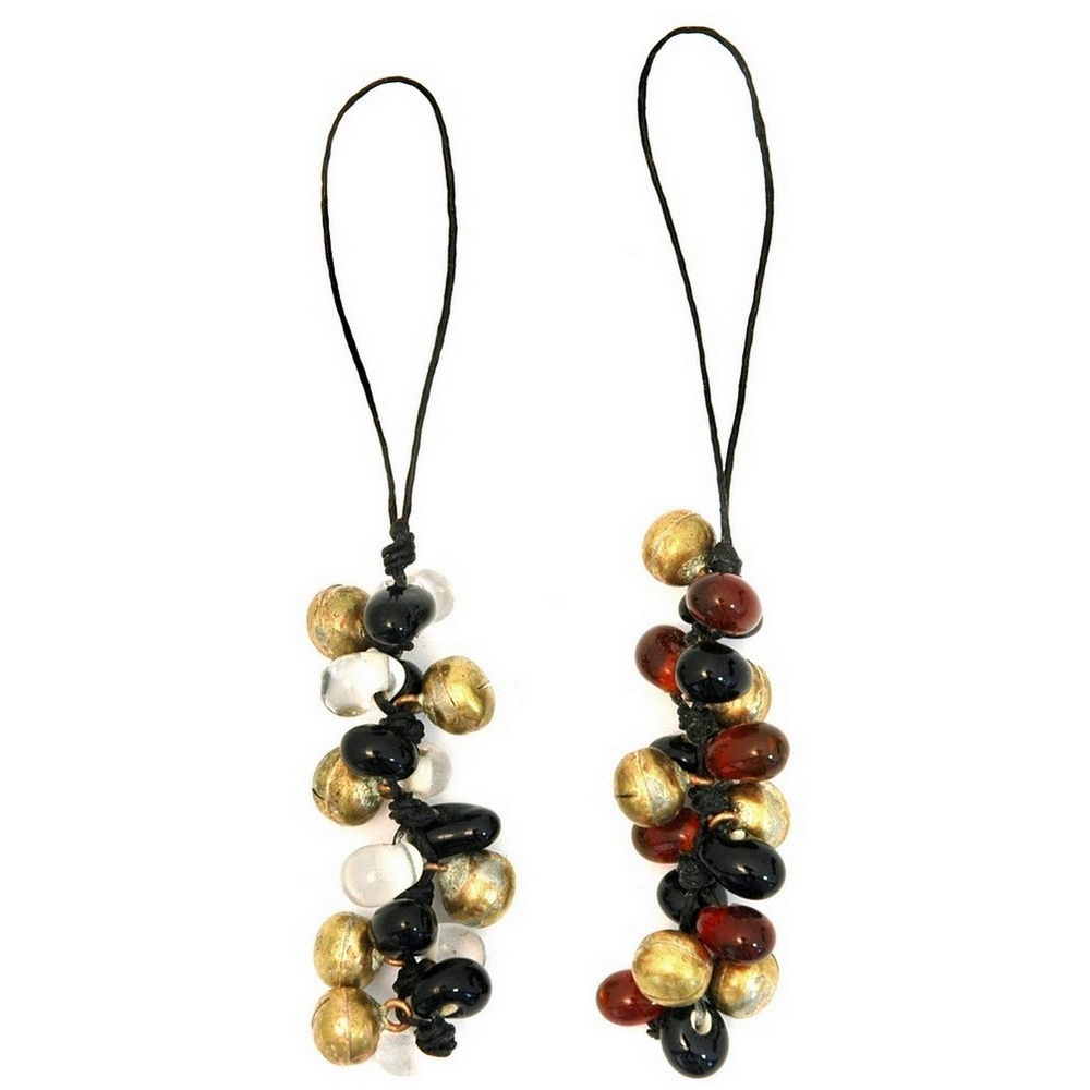 Phone charm cord cluster bead & bell