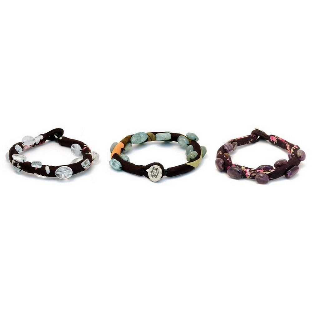 Bracelet stone semi precious on satin chintz