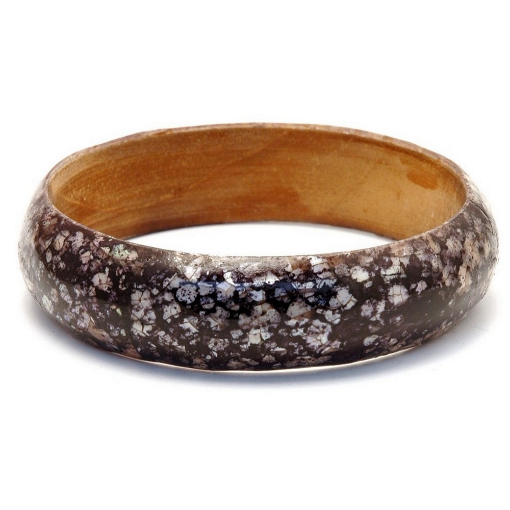 Bracelet wood & shell black jewel d 20 by 7mm