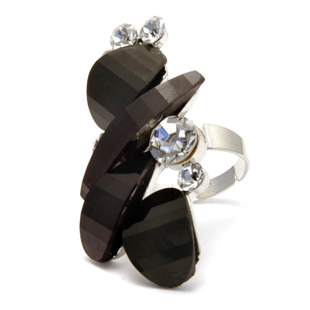 Ring resin & crystal glass deco cocktail black