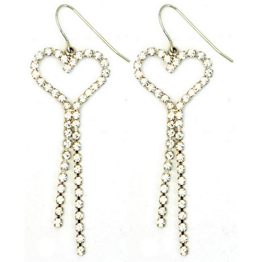 Drop earring crystal glass weeping heart