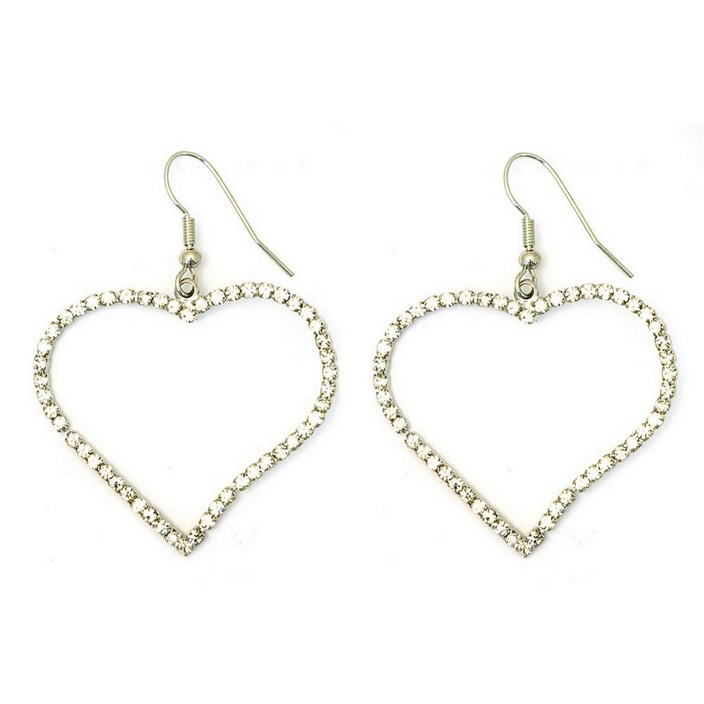 Drop earring crystal glass big heart