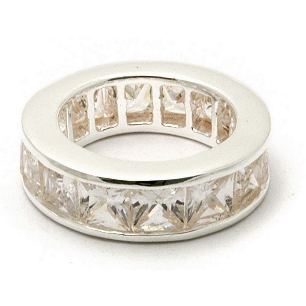 Ring 925 silver thick band with crystals
