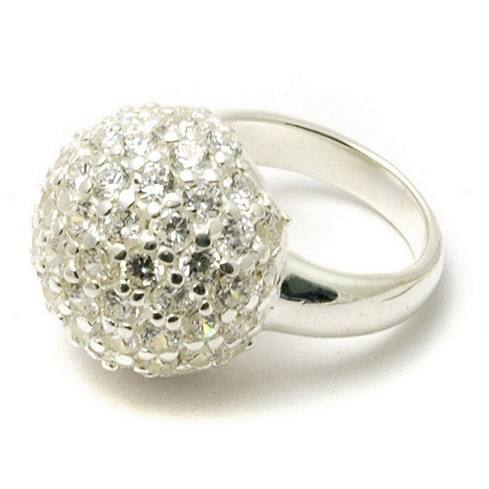 Ring 925 silver BALL OF SMALL CRYSTALS
