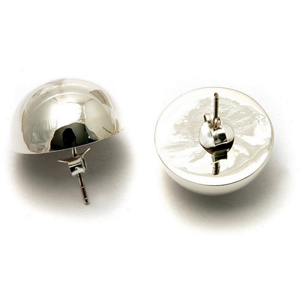 Stud earring 925 silver half ball