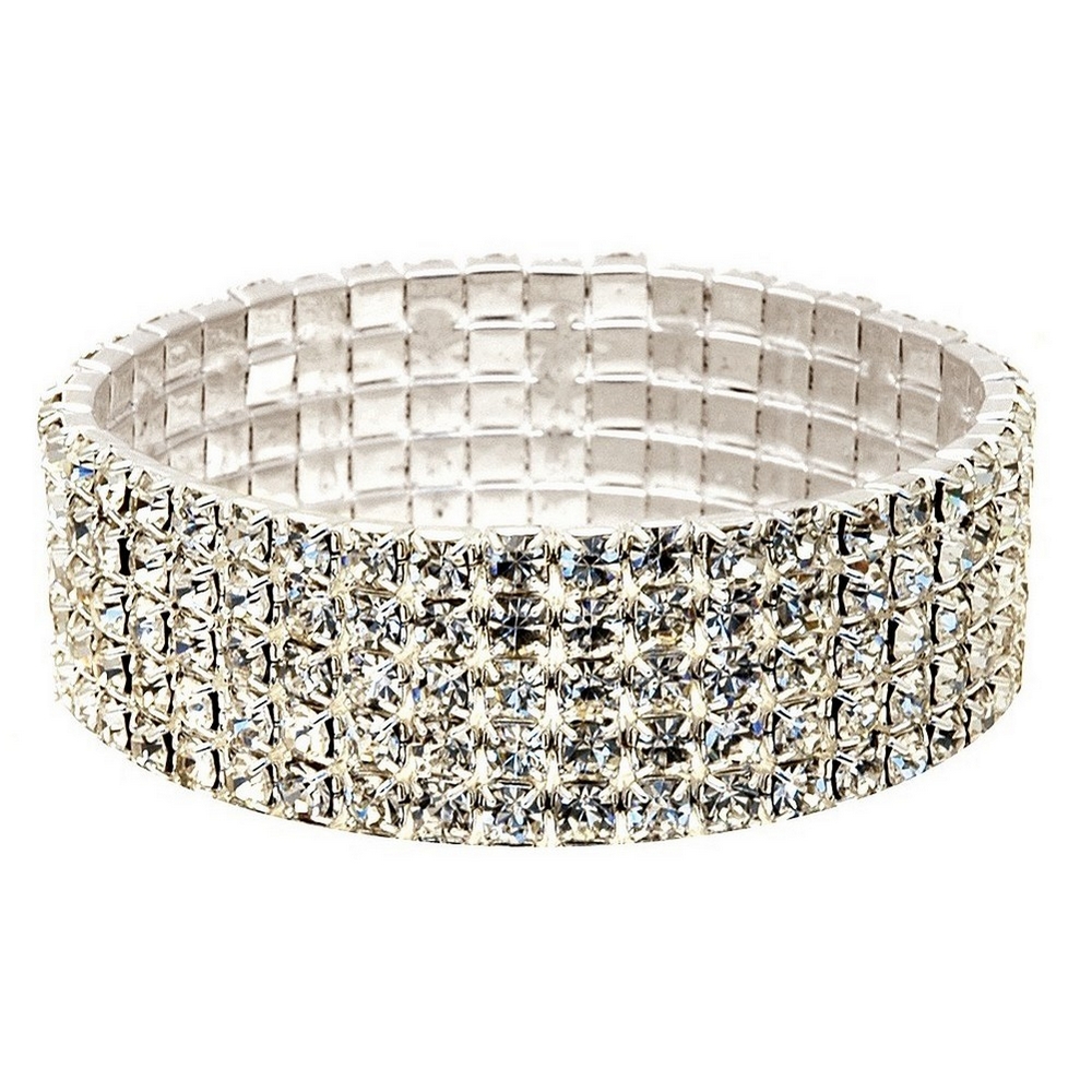 Bracelet crystal glass stretch 5 row