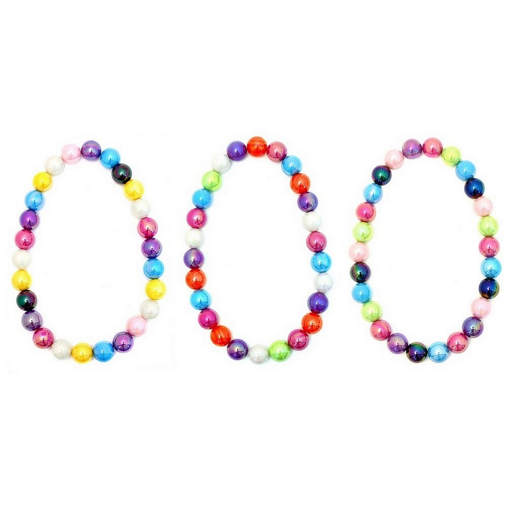 Necklace resin elasticated 20mm beads with aurora borealis lustre