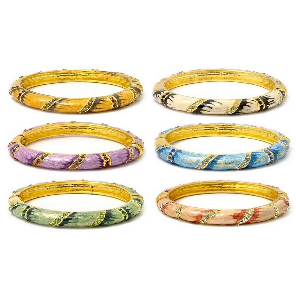 Bangle enamel gold tone with crystal