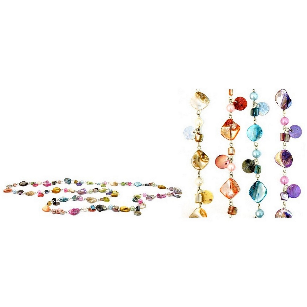 Necklace mother of pearl multi-coloured nugget 120cm