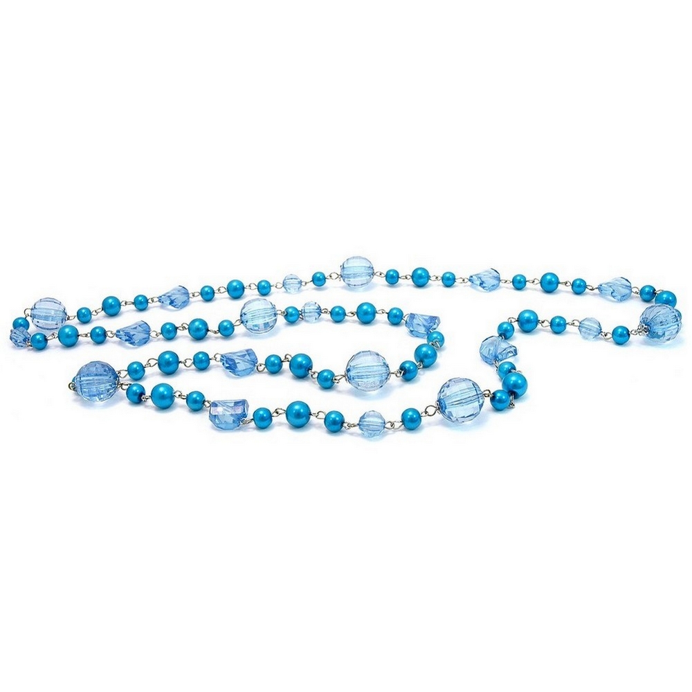 Necklace glass & resin 120cm crystal blue