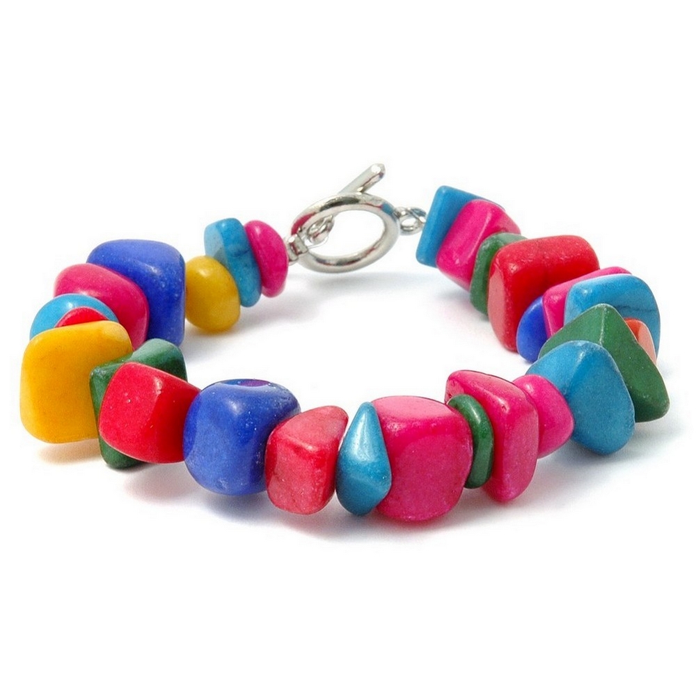 Bracelet stone multi-coloured nuggets