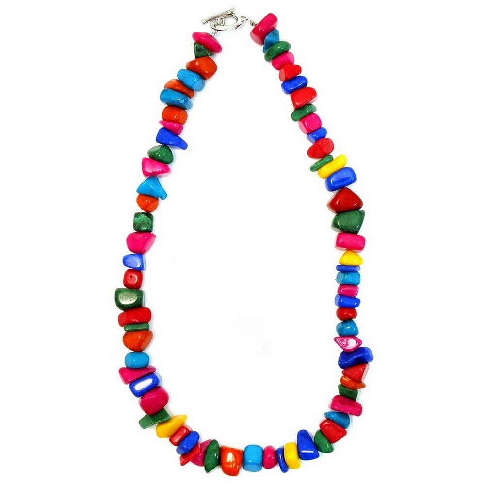 Necklace stone multi-coloured nuggets