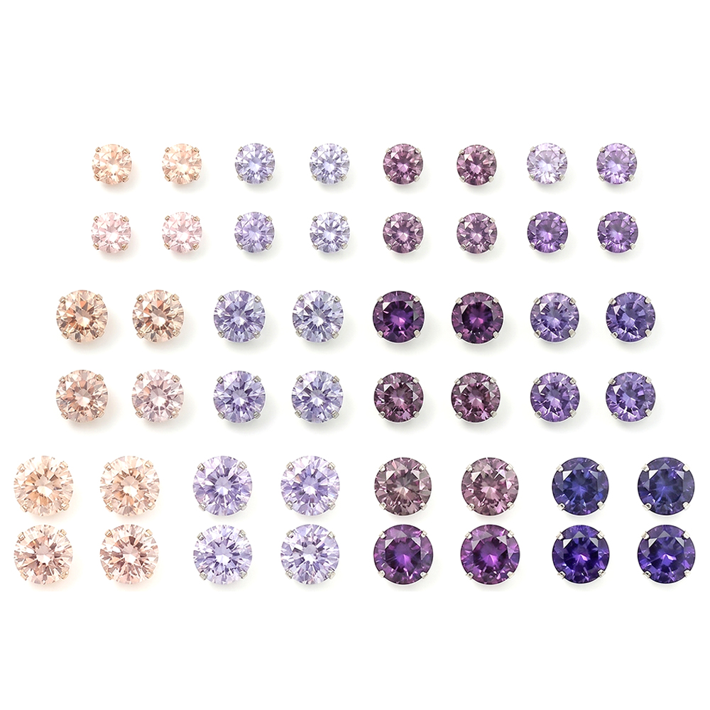 Stud earring cubic zirconium coloured claw fitting