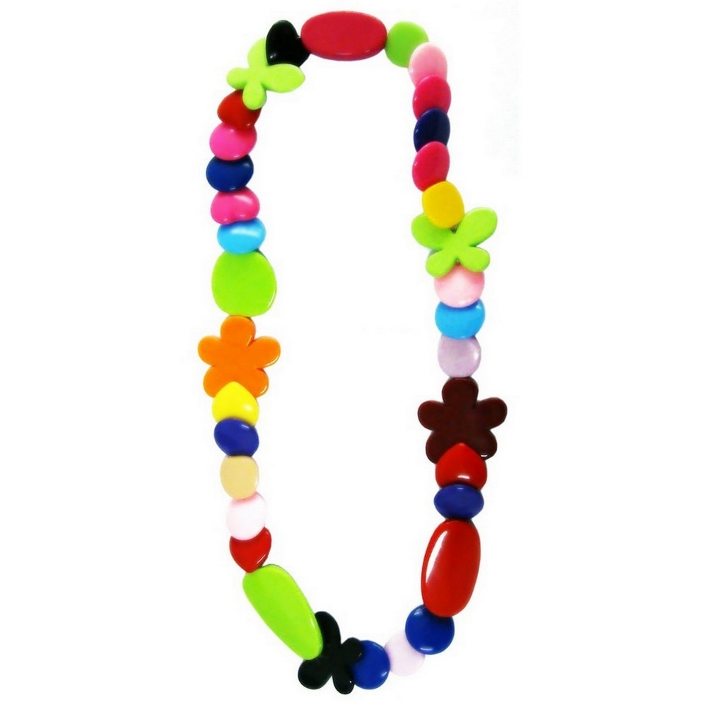 Bead string necklace resin mixed beads multicoloured