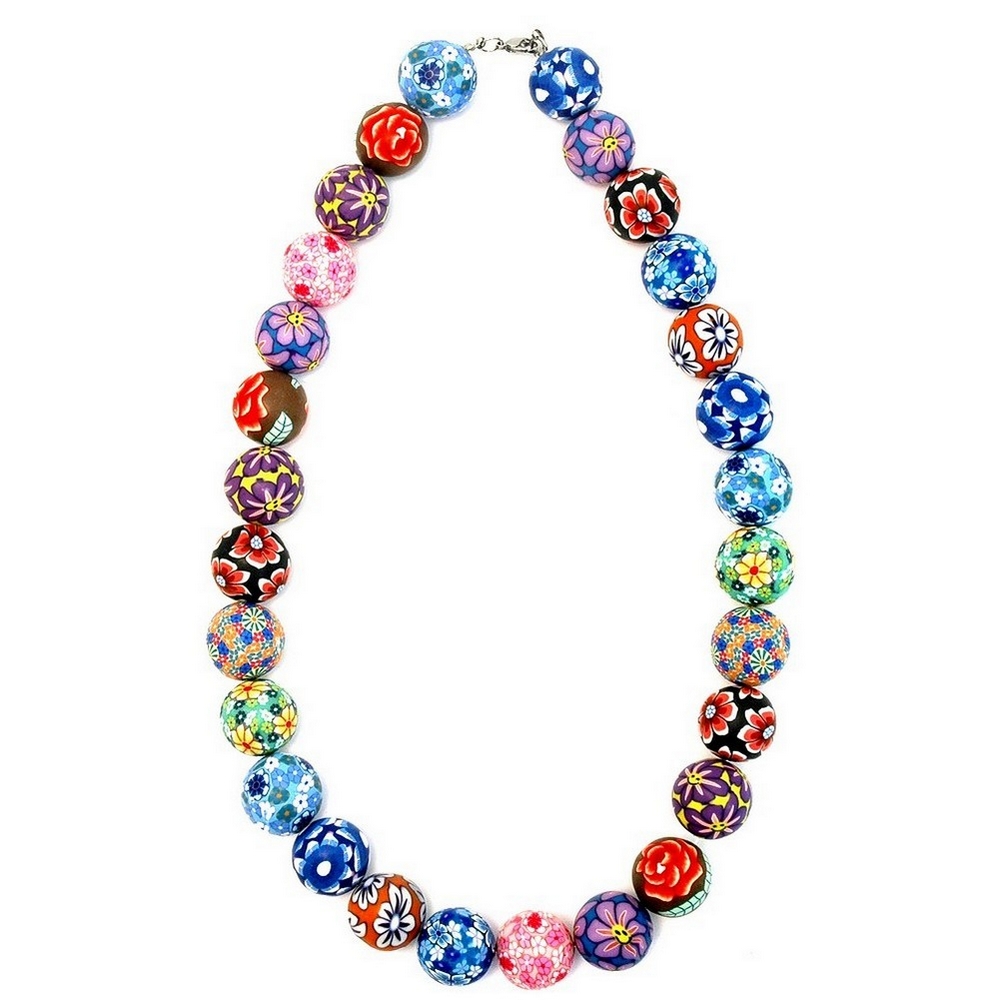 Necklace resin multi floral beads