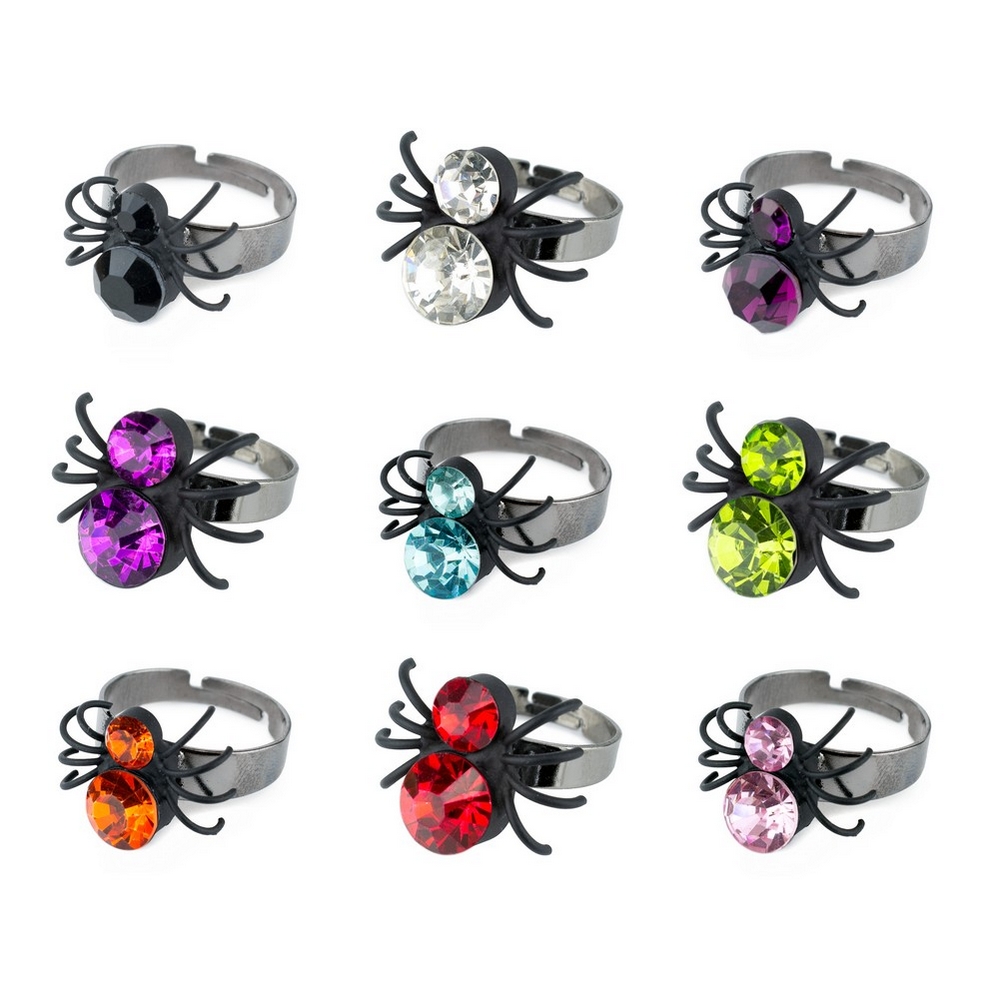 Ring crystal glass spider multicoloured