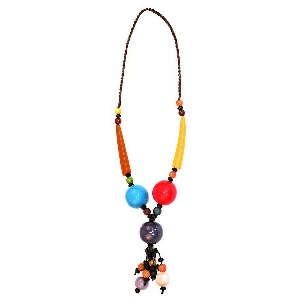 Necklace resin bohemian eclectic multicoloured