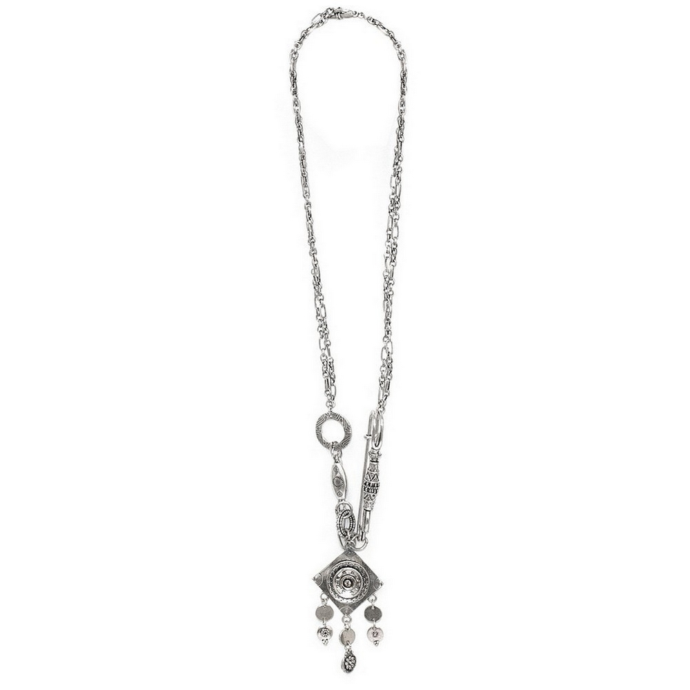 Necklace with a pendant etched with smokey crystal 60cm