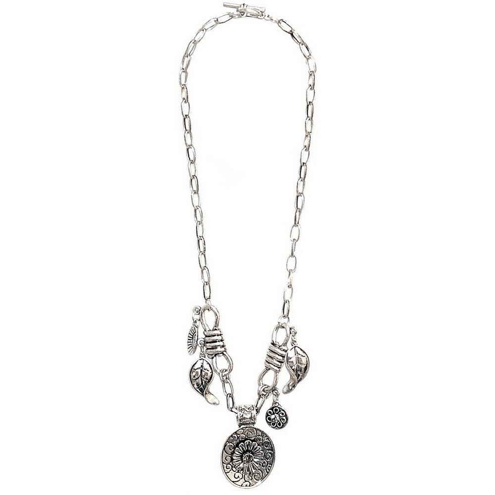 Necklace with a pendant etched with smokey crystal 55cm