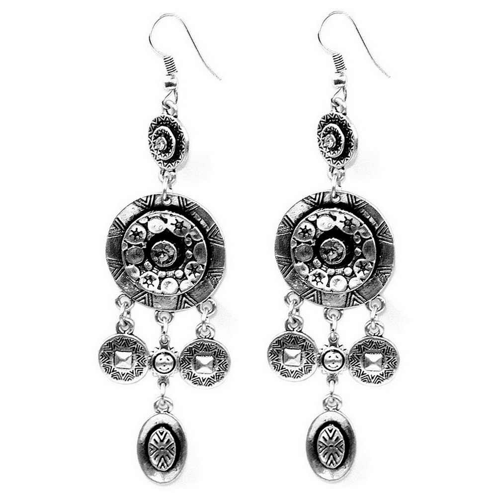 Drop earring crystal glass 6 filigree parts