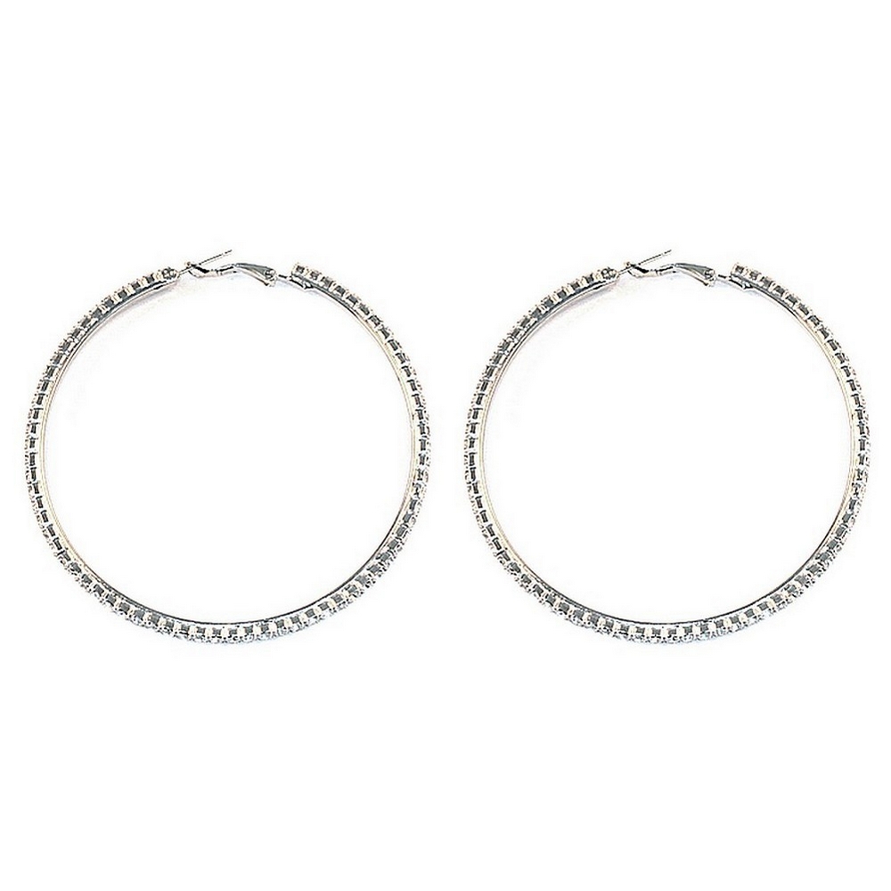 Hoop earring crystal glass clear 70mm
