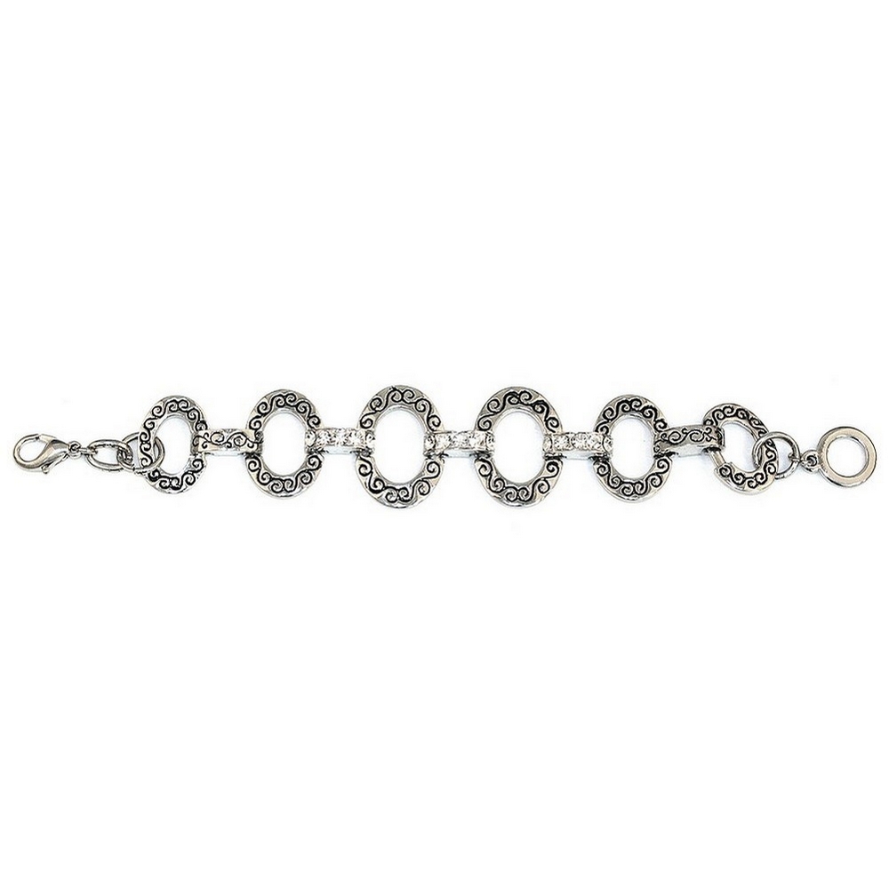 Bracelet crystal glass oval etched