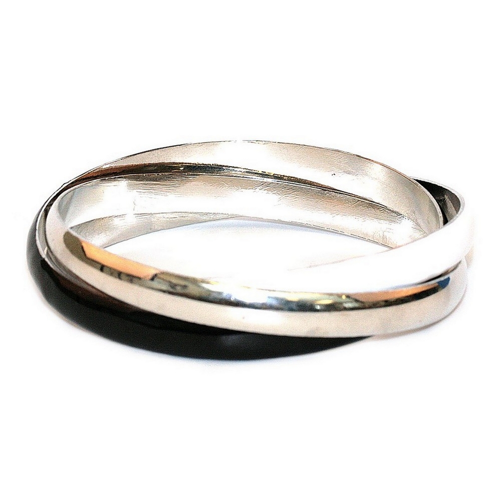 Bangle 3 interlock black/white/rhodium