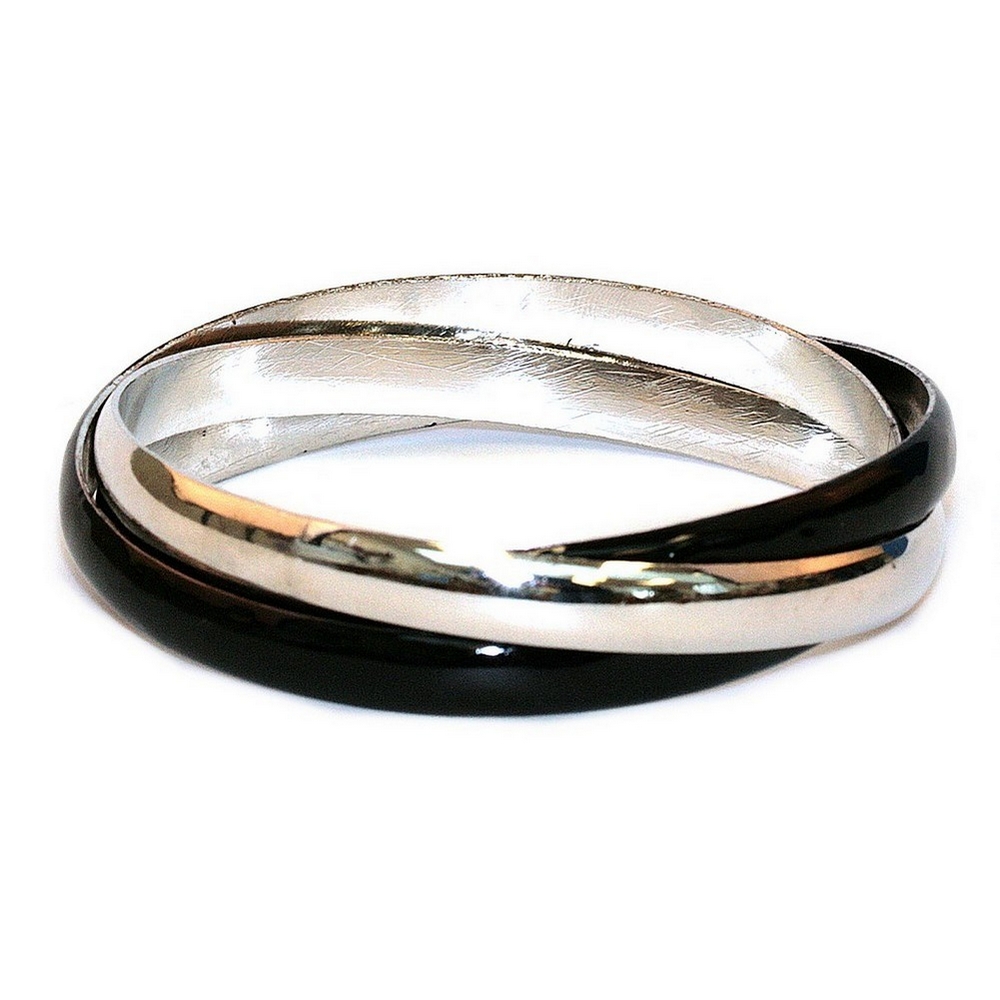 Bangle 3 interlocked black/rhodium