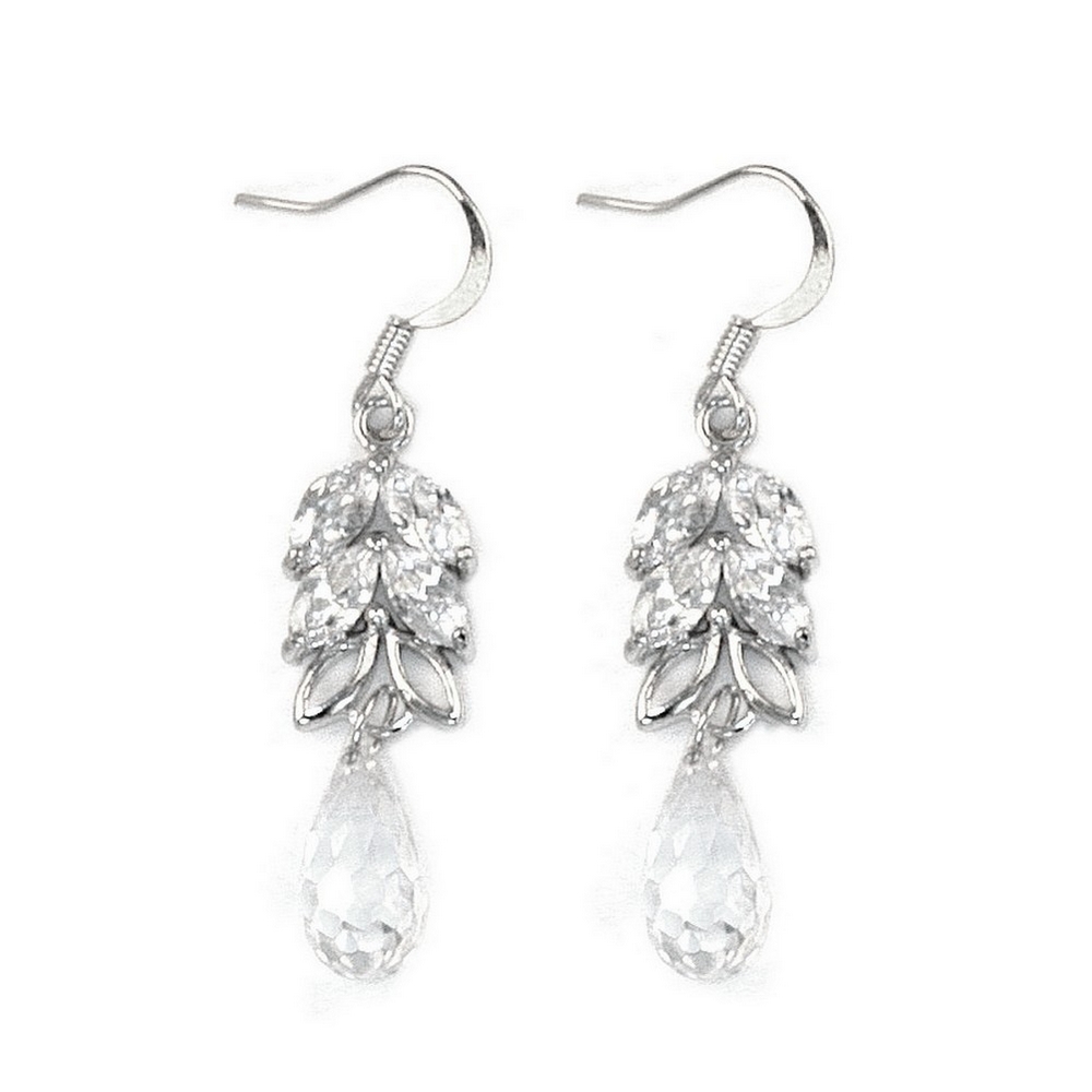 Drop earring zircon facet teardrop