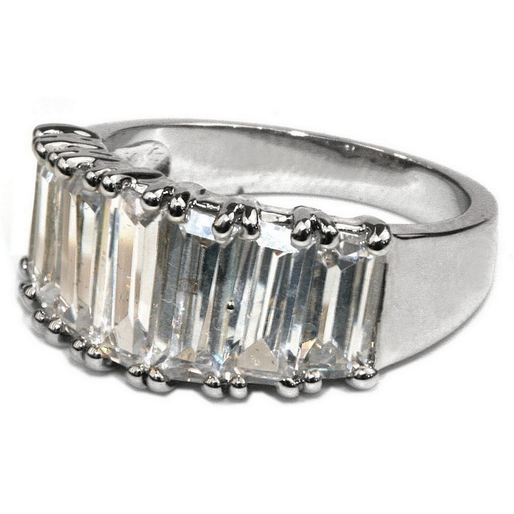 Ring cubic zirconium silver edged bead