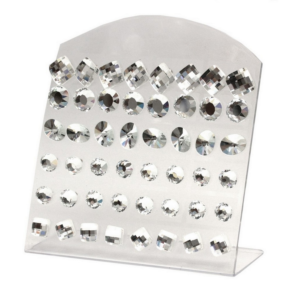 Stud earring glass square/round/oval