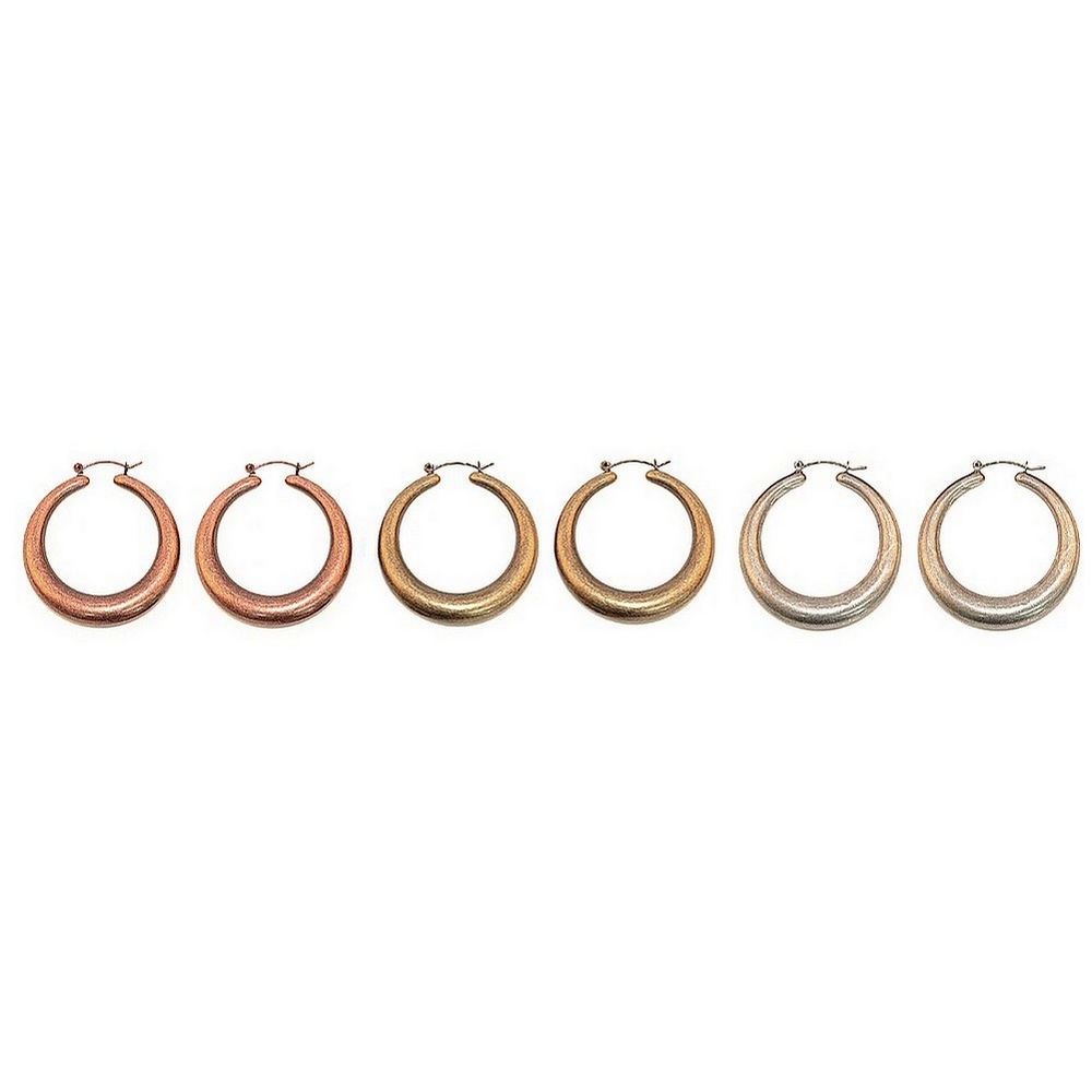 Hoop earring gold/silver/bronze romanesque round 50mm