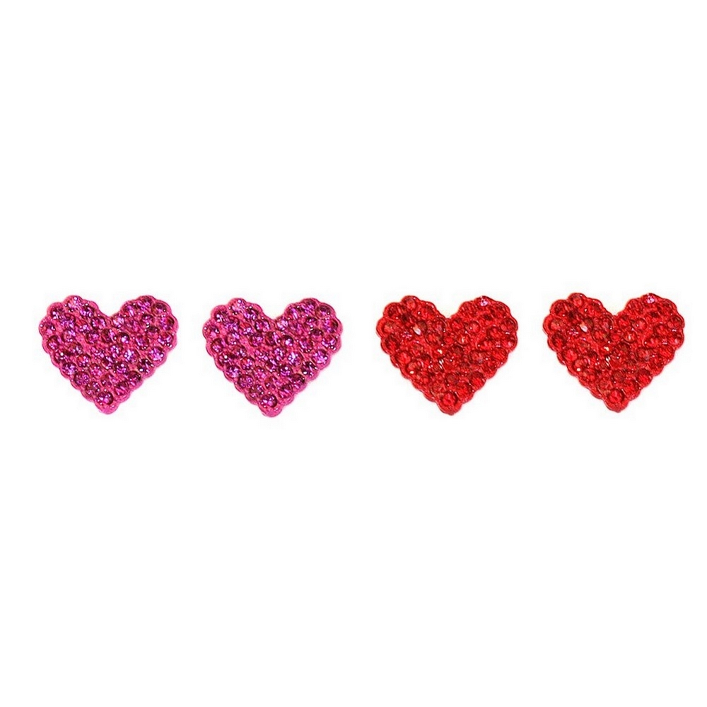 Stud earring resin & crystal glass heart