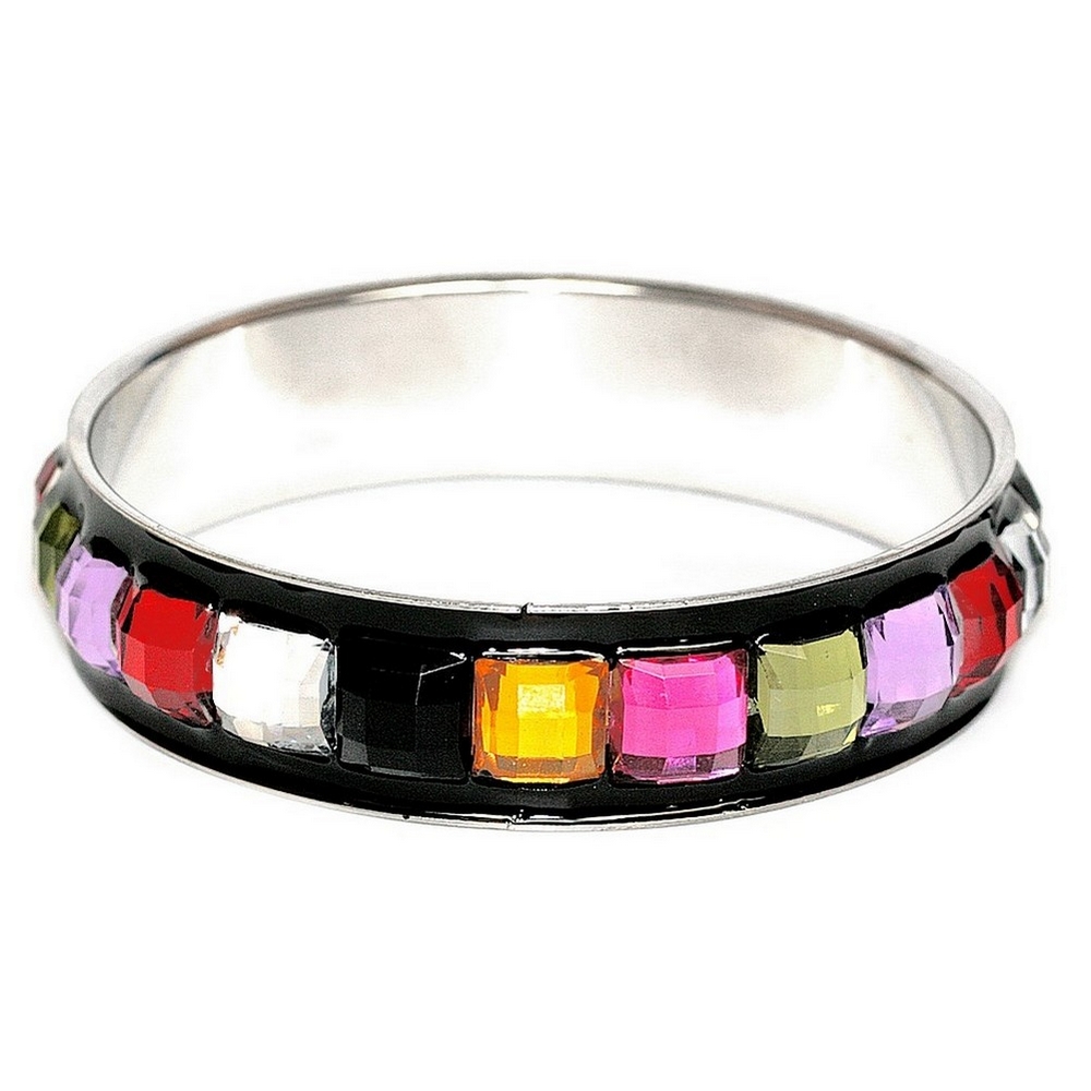 Bangle resin crystal on black band 17mm