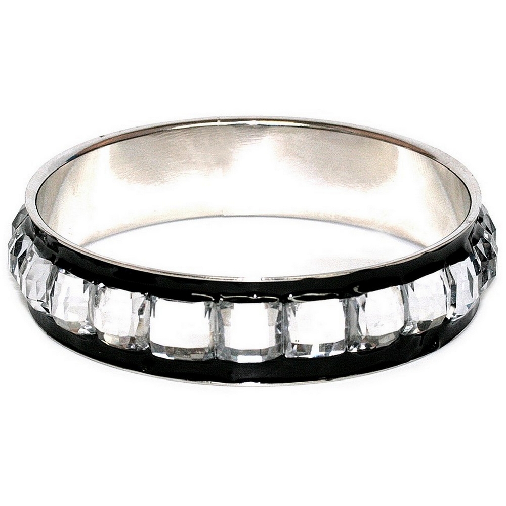 Bangle resin crystal on black band tapered