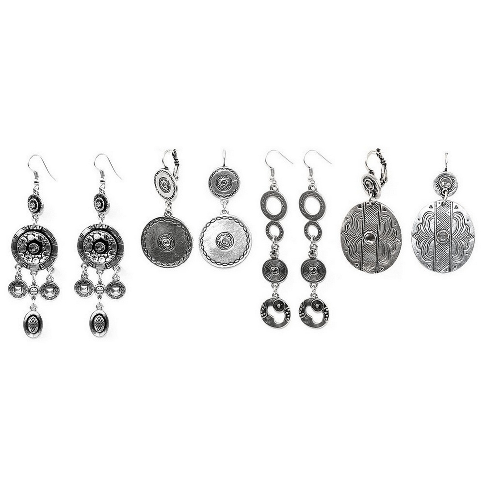 Drop earring etched with smokey crystal asst