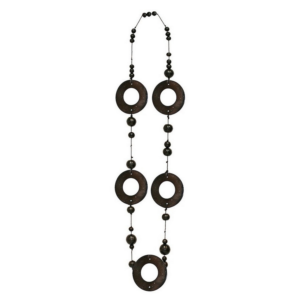 Necklace bone black disc ball stations 100cm