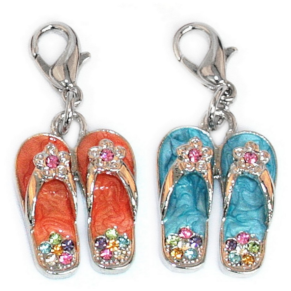 Charm enamel pair flip flops
