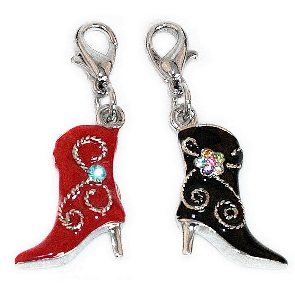 Charm enamel & crystal glass boot