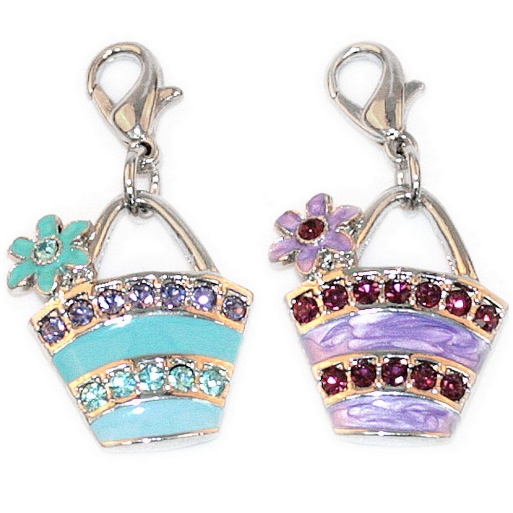 Charm enamel & crystal glass shopping bag