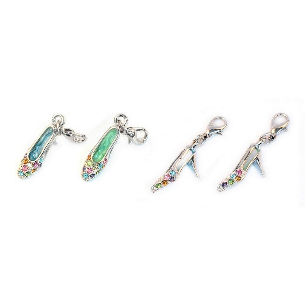 Charm enamel & crystal glass shoe sling back