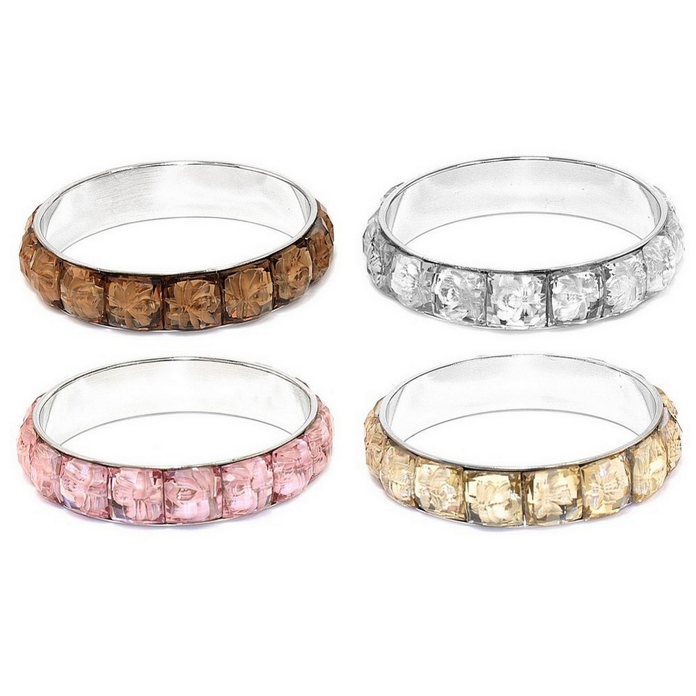 Bangle resin rose inlay 12mm