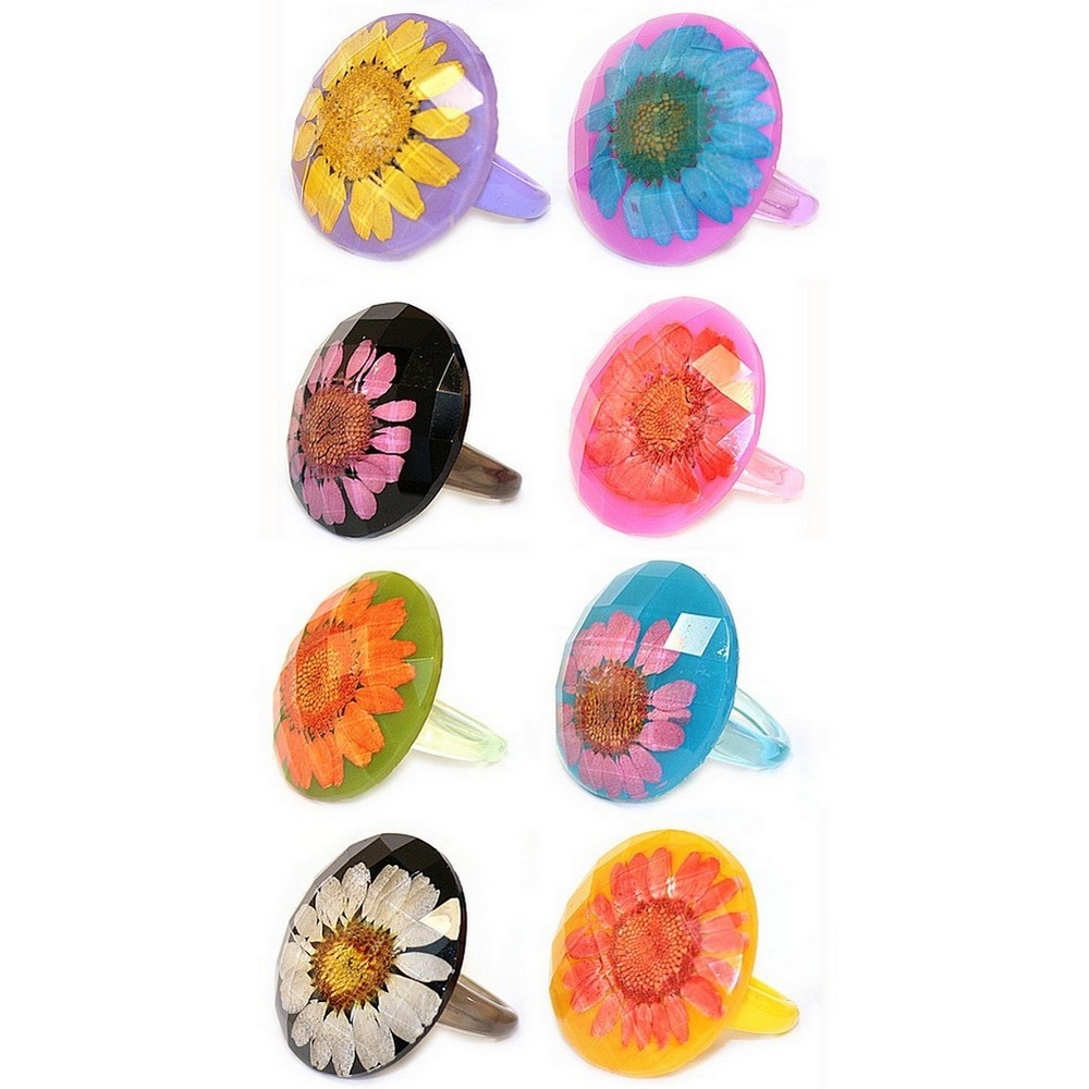 Ring resin flower inlay