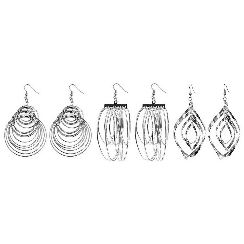 Drop earring silver assorted multi layered designs