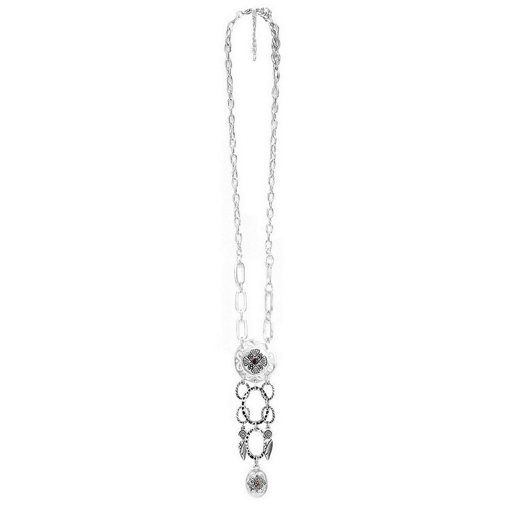 Necklace crystal glass matt silver rasputin links