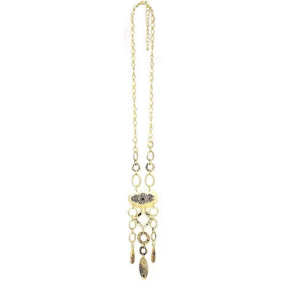 Necklace with a pendant crystal glass matt gold rasputin links