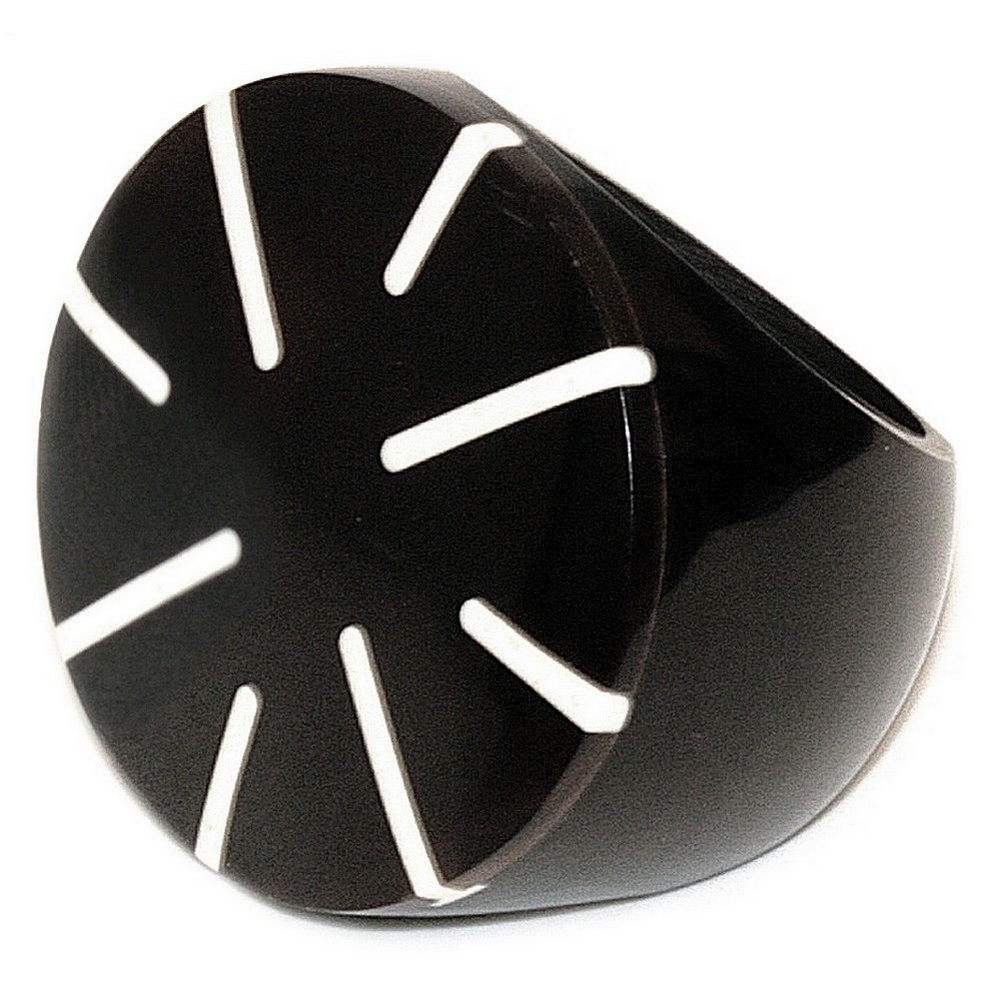 Ring resin white abstrical inlay
