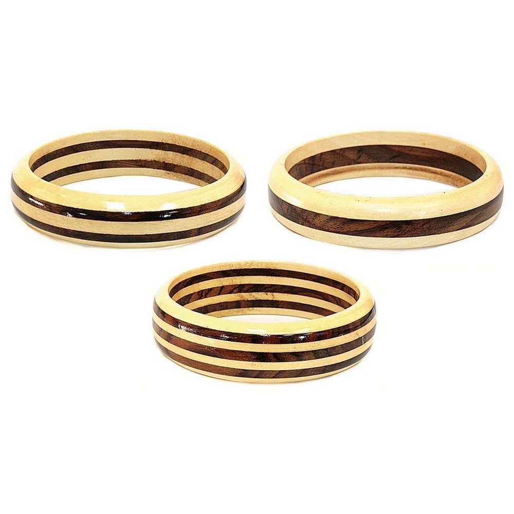 Bangle wood 2 tone stripe inlay