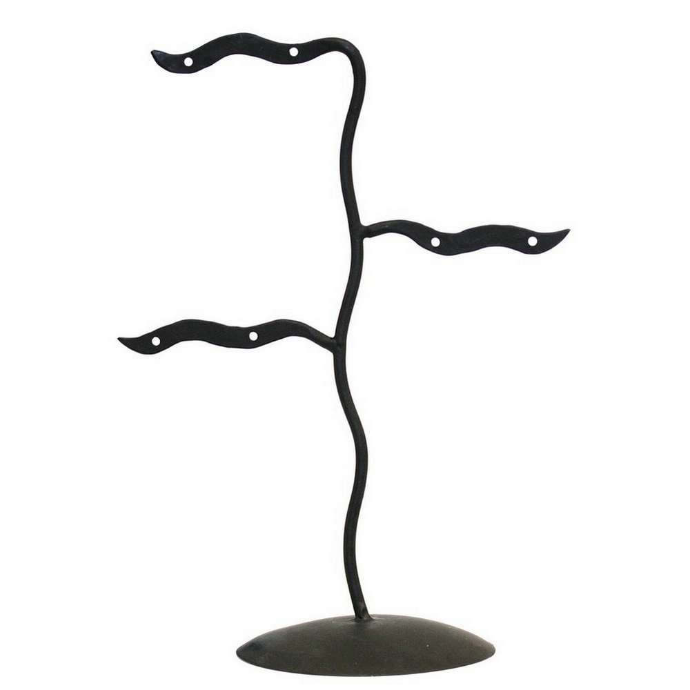POS stand display earrings 3 arm 6 hole wave black