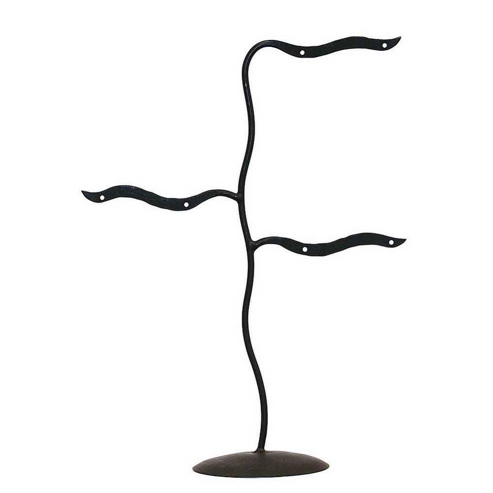 POS stand display earrings 3 arm 6 hole black 14 x 25cm